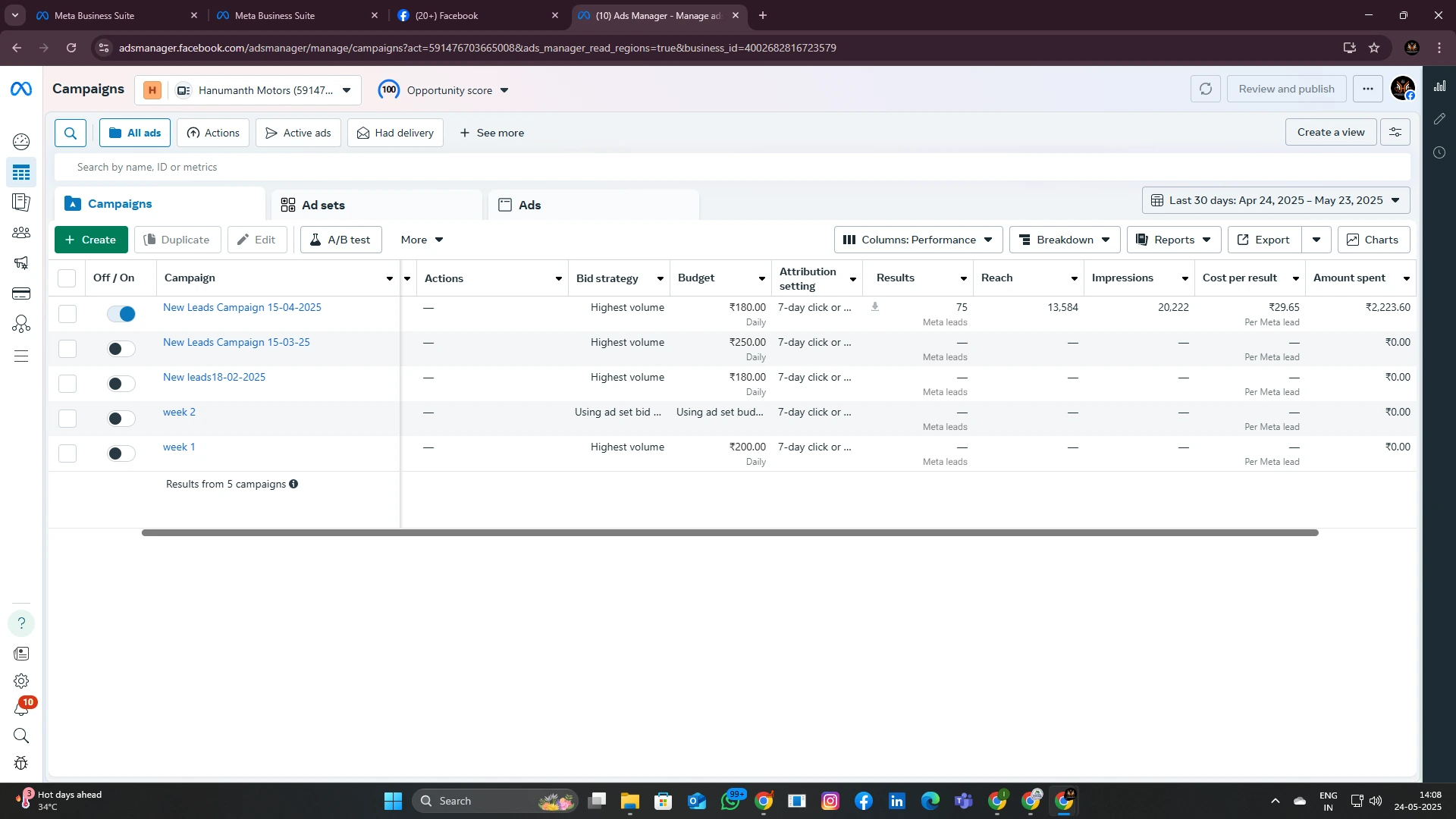 Bike Showroom Leads in Chennai – Meta Ads Campaign Performance by ISTEP Solutions