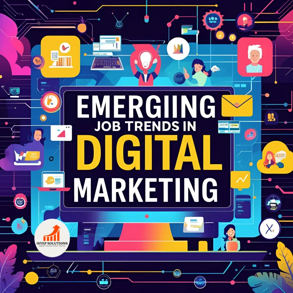 Digital marketing skills and job trends showing growth in AI, SEO, content marketing, and social media